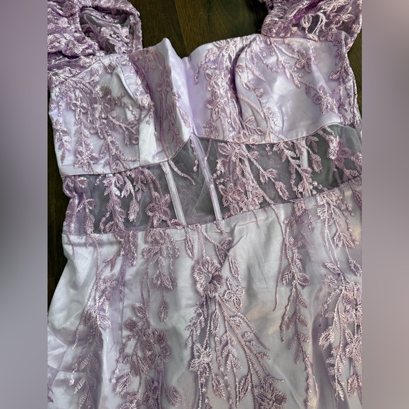 🆕 Lulus “Seriously Cute Lavender Embroidered Mesh Puff Sleeve Mini Dress” - Picture 10 of 13